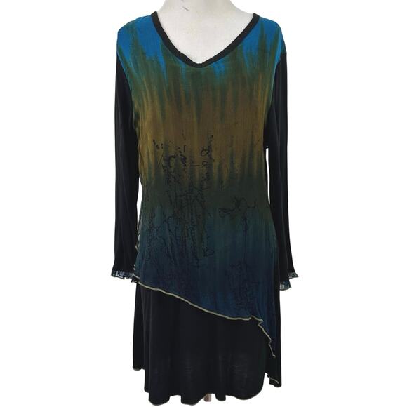 Parsley & Sage Dresses & Skirts - Parsley & Sage Asymmetrical Tunic Dress Abstract Print Boho Artsy Rayon Medium